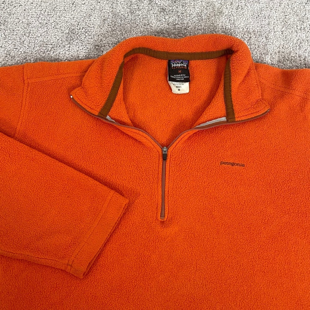 Patagonia Capilene Fleece 1/4 Zip Pullover‎ Mens Medium Orange EW Fleece Zip VTG